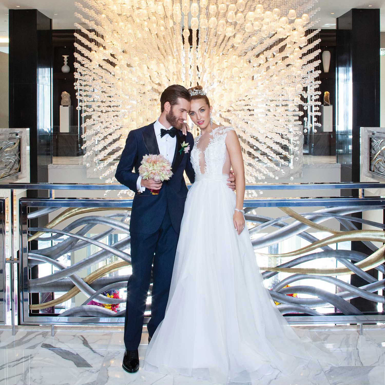 Modern upscale wedding at Houston's 5 Star Hotel wedding venue - The Post Oak Hotel at Uptown Park - featuring The Events Co.