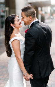 Romantic City Wedding With Red and Ivory Florals