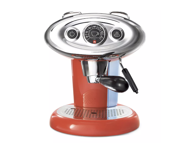 Retro red espresso machine. 