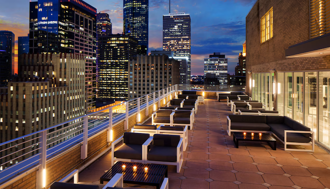 The rooftop bar of Le Meridien Houston Downtown. 