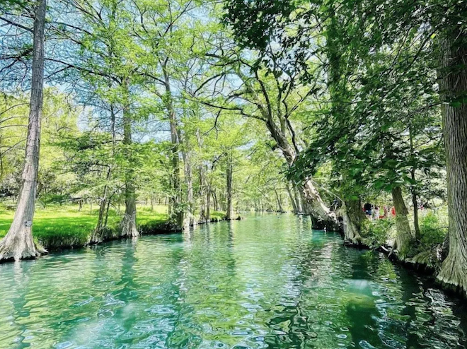 A river and trees in Wimberley, Texas. 