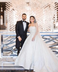 This Glamorous Ballroom Reception Shines with an Exquisite 8-Tier Wedding Cake