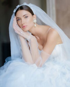 Bride Wore An Ethereal Blue Wedding Gown at this Waterfront Wedding Editorial in Lake Como, Italy