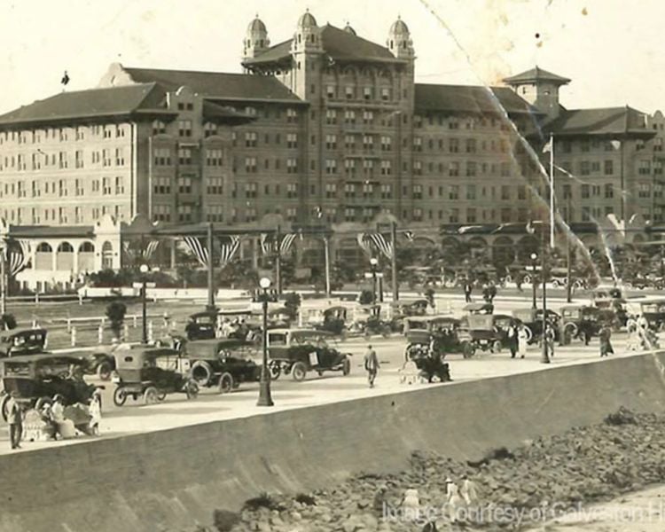 Historic photo of the exterior of Grand Galvez