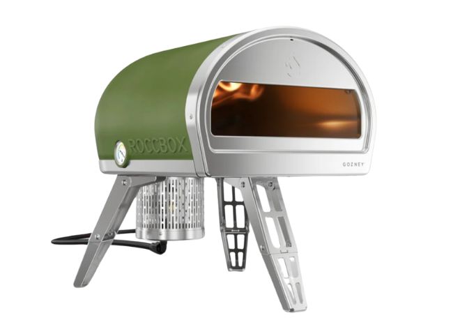 Green portable oven. 