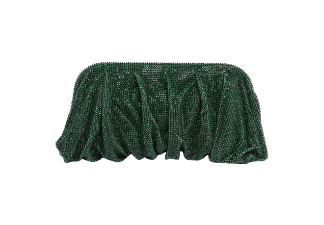 A green sequin clutch to add to your holiday engagement style.