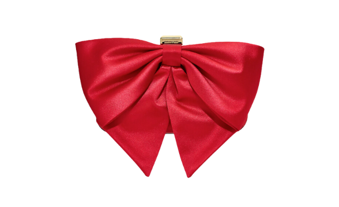 A red satin bow clutch from Sachin & Babi for your holiday engagement style. 