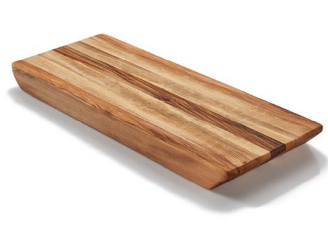 A small wooden charcuterie board. 