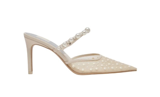 Nude pumps with mesh and pearl detailing perfect for any occasion. 