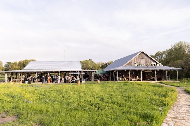 The cocktail hour at a ranch wedding. 