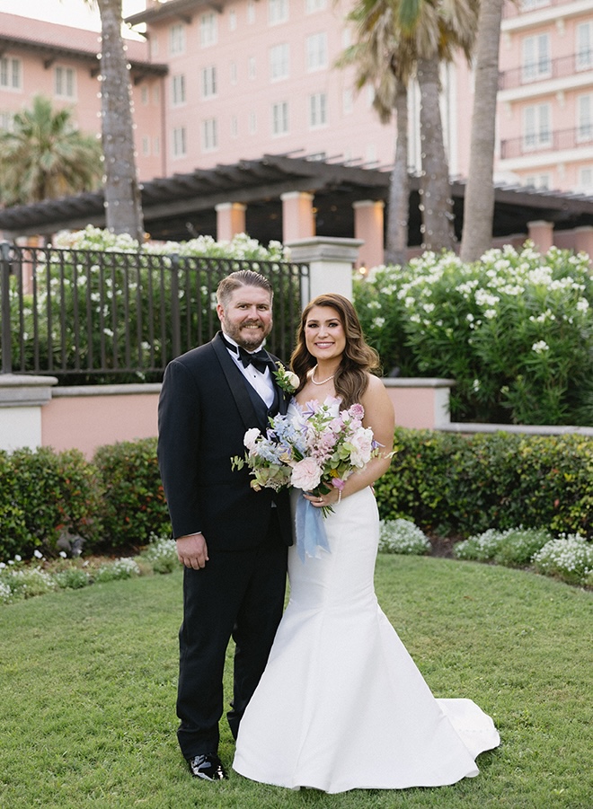 The couple wed with a Galveston Island Wedding.