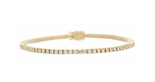 A 18K gold 2.03 total carat diamond line bracelet available at Tenenbaum Jewelers.