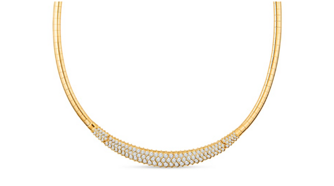 A yellow gold diamond omega necklace available at Shaftel Diamonds.