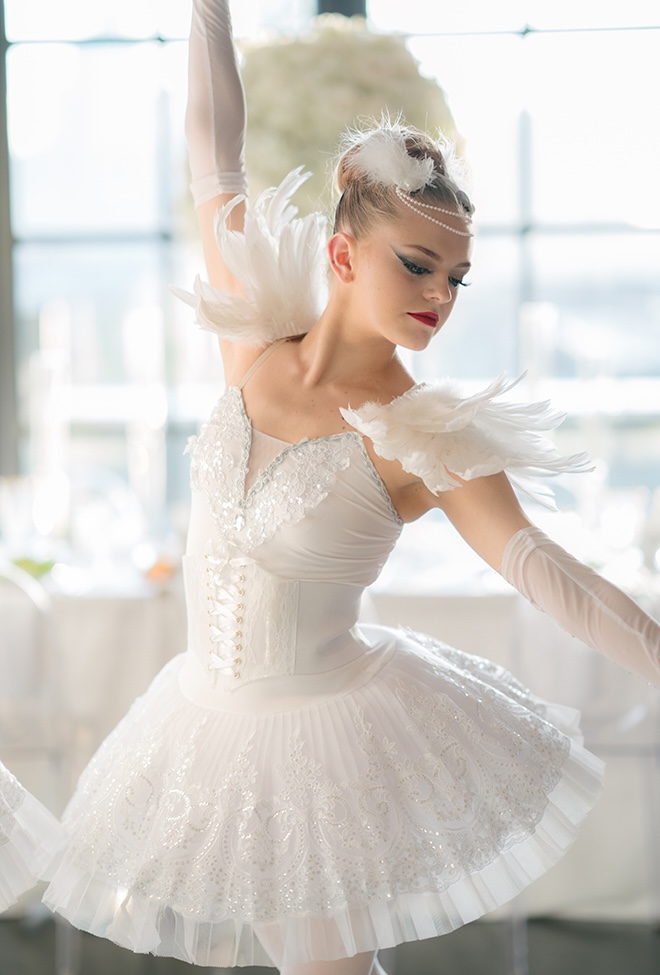 A ballerina performs during reception at the Gatsby-inspired wedding. 