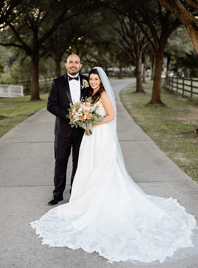 The bride and groom wed in a romantic fall wedding blending culture and tradition.