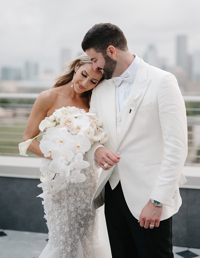 The couple wed in a chic Houston wedding at Le Tesserae. 