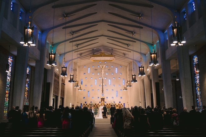 The wedding ceremony in a church. 