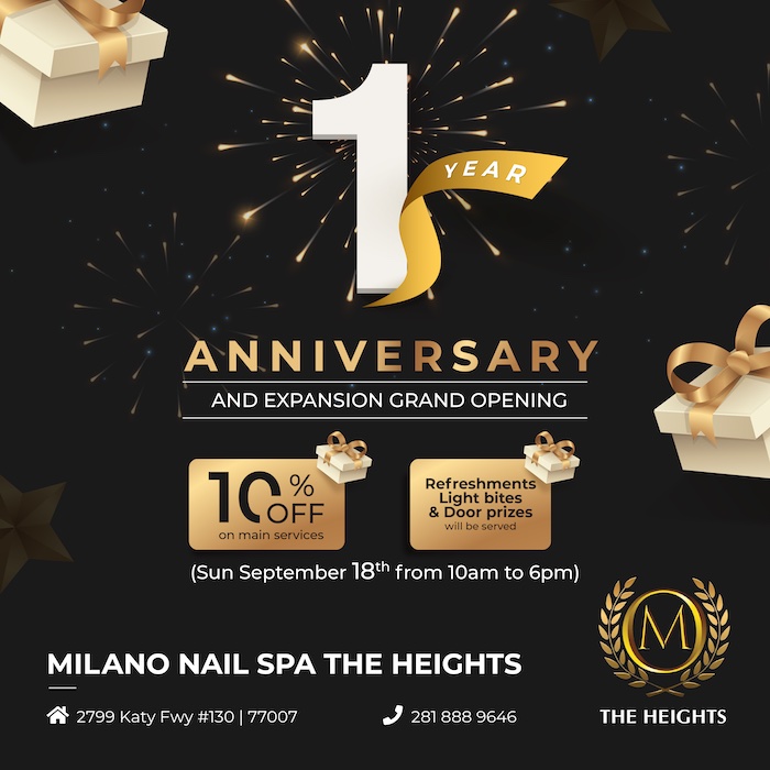 Milano Nail Spa The Heights 1 Year Anniversary + Expansion Grand